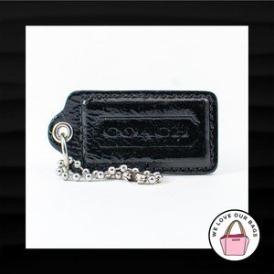 2.5" Large COACH BLACK PATENT LEATHER KEY FOB BAG CHARM KEYCHAIN HANGTAG TAG